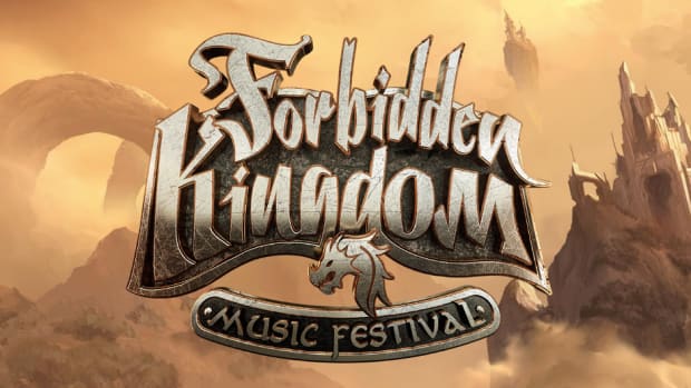 Logo and background of the Forbidden Kingdom Music Festival website.