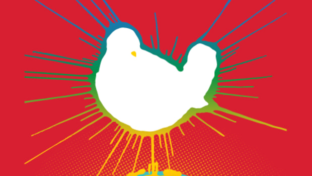 A bird image with paint running away from it used in the promotional materials for Woodstock 50.