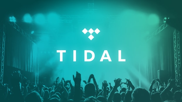 The TIDAL logo over an image of a crowd at an event with a blue/turquoise overlay.
