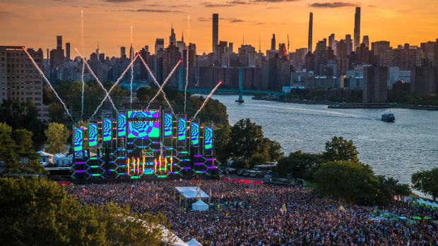 Fireworks over the main stage at Electric Zoo