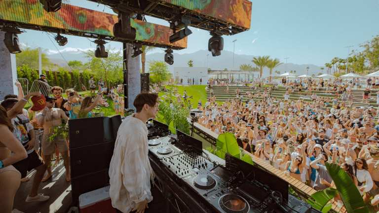 Music festival crowd enjoying performances at Coachella 2025