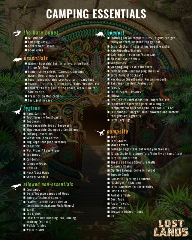 lost lands 2024 campingessentials fulllist