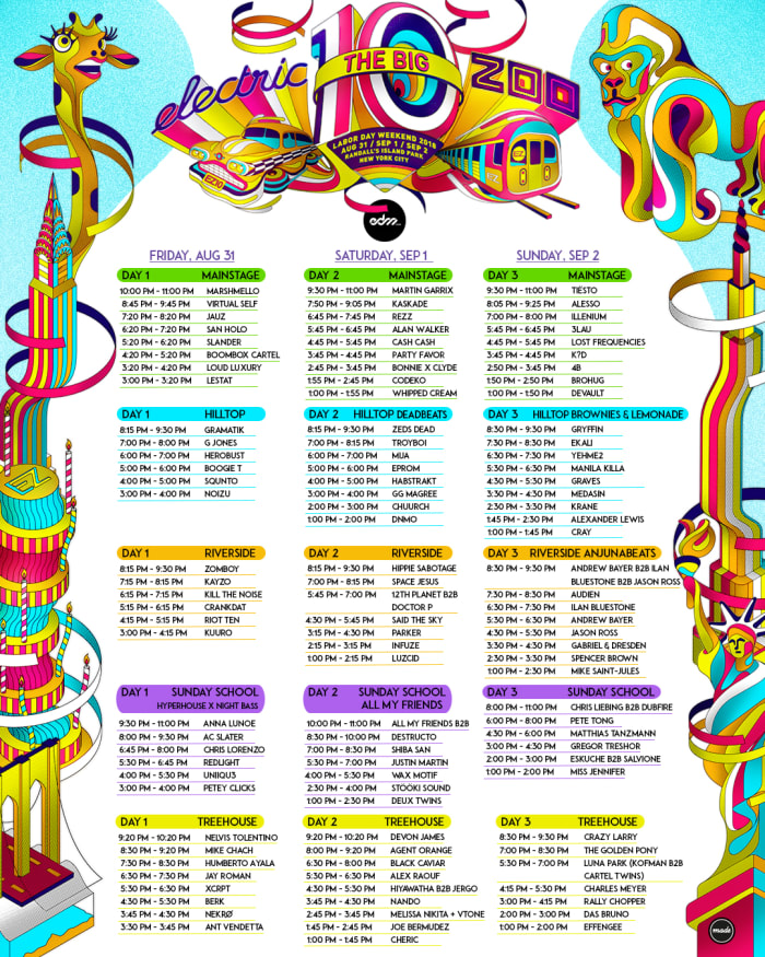 Electric Zoo Releases Much Anticipated Set Times for Its Big 10