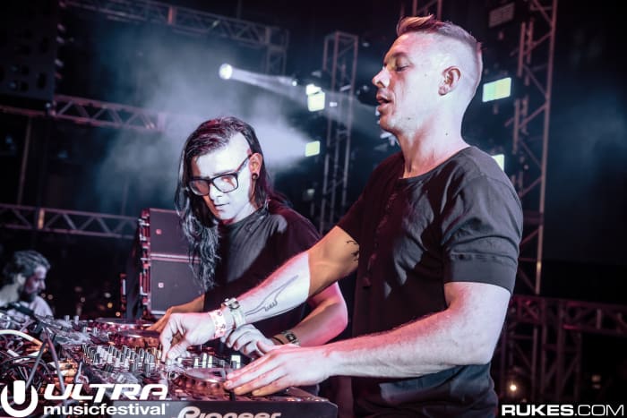 Diplo and Skrillex performing at Ultra Music Festival as Jack Ü.