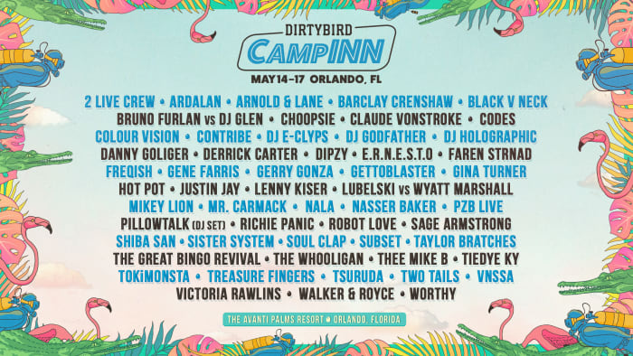 Dirtybird CampINN 2021 will feature TOKiMONSTA, Mr. Carmack, Walker & Royce, Claude VonStroke, and many more major dance music artists.