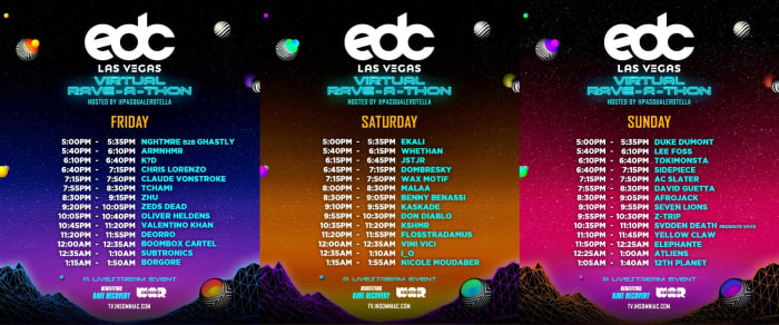 Here are the Set Times for EDC Las Vegas Virtual Rave-A-Thon This ...