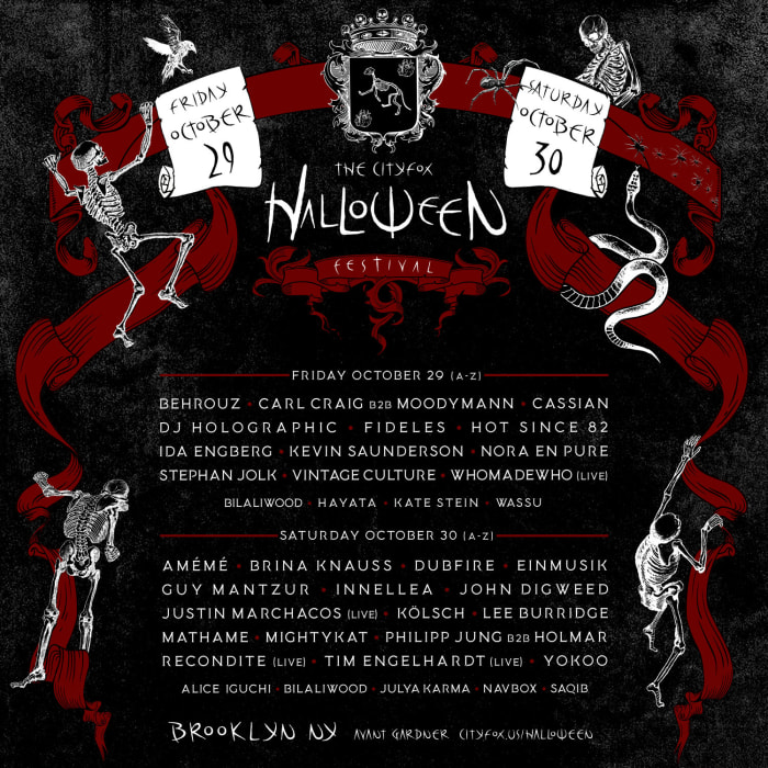 The day-by-day lineup for the Cityfox Halloween Festival's 2021 edition.