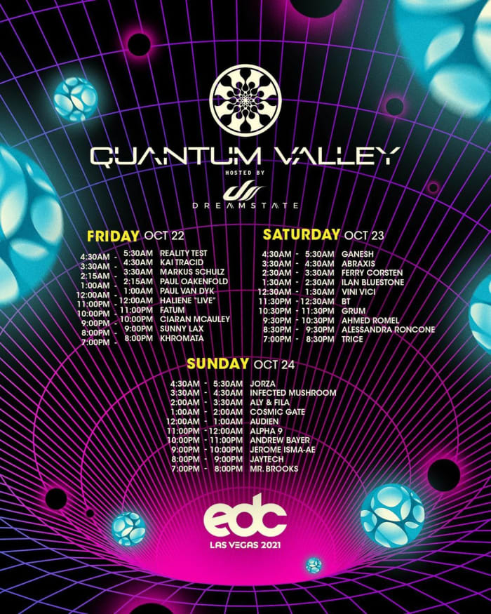 EDC Las Vegas 2021 quantumVALLEY set times.