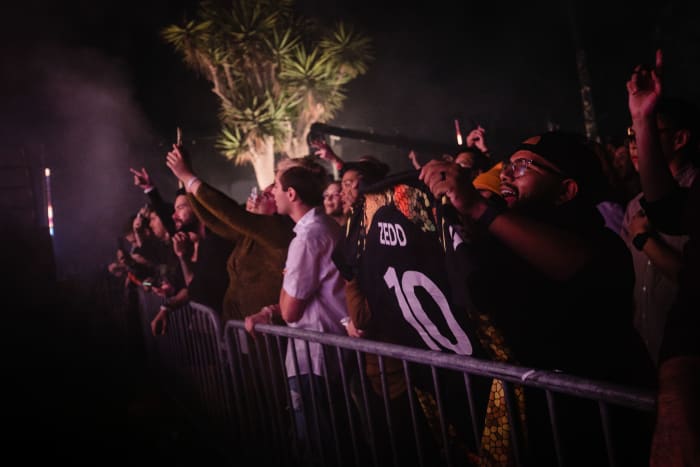 Fans enjoy Zedd's DJ set at the "Grubhub presents Sound Bites with Zedd and Big Wild" event on October 22nd, 2021.
