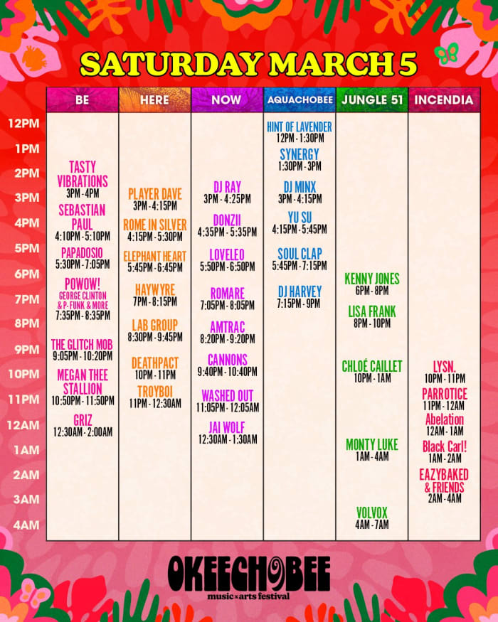 Okeechobee Music & Arts Festival 2022 Day 3 lineup.