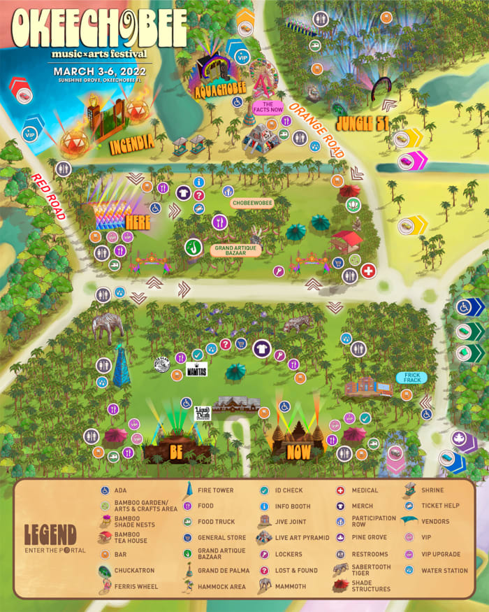 Map of Okeechobee Music & Arts Festival 2022.