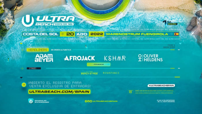 Phase One lineup for the debut Ultra Beach Costa del Sol festival.