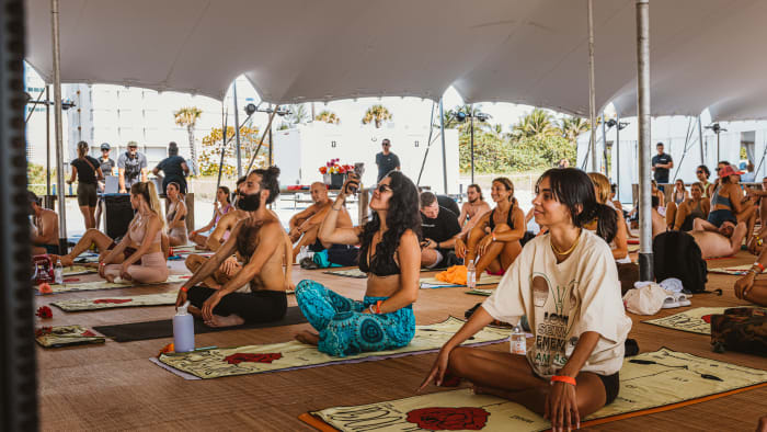 Red Bull Guest House and Club Space teamed up to bring attendees a vitalizing guided morning yoga session.