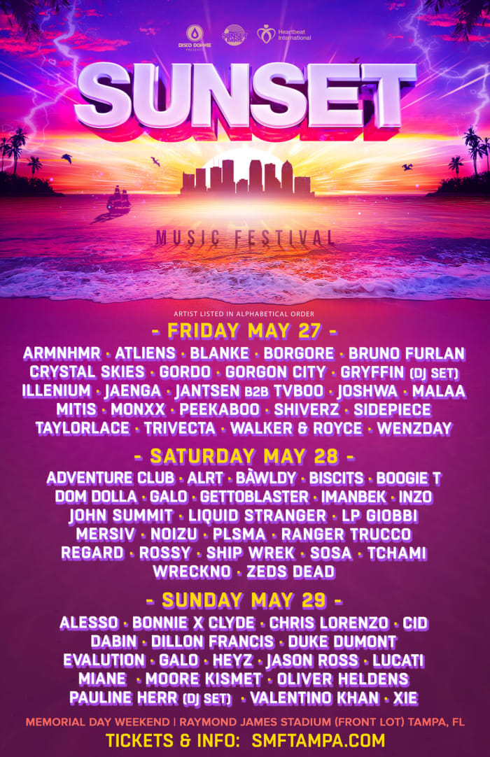 Sunset Music Festival 2022 Day To Day Lineup
