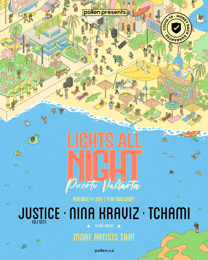 Lights All Night Puerto Vallarta announced Justice, Nina Kraviz, and Tchami as headliners.
