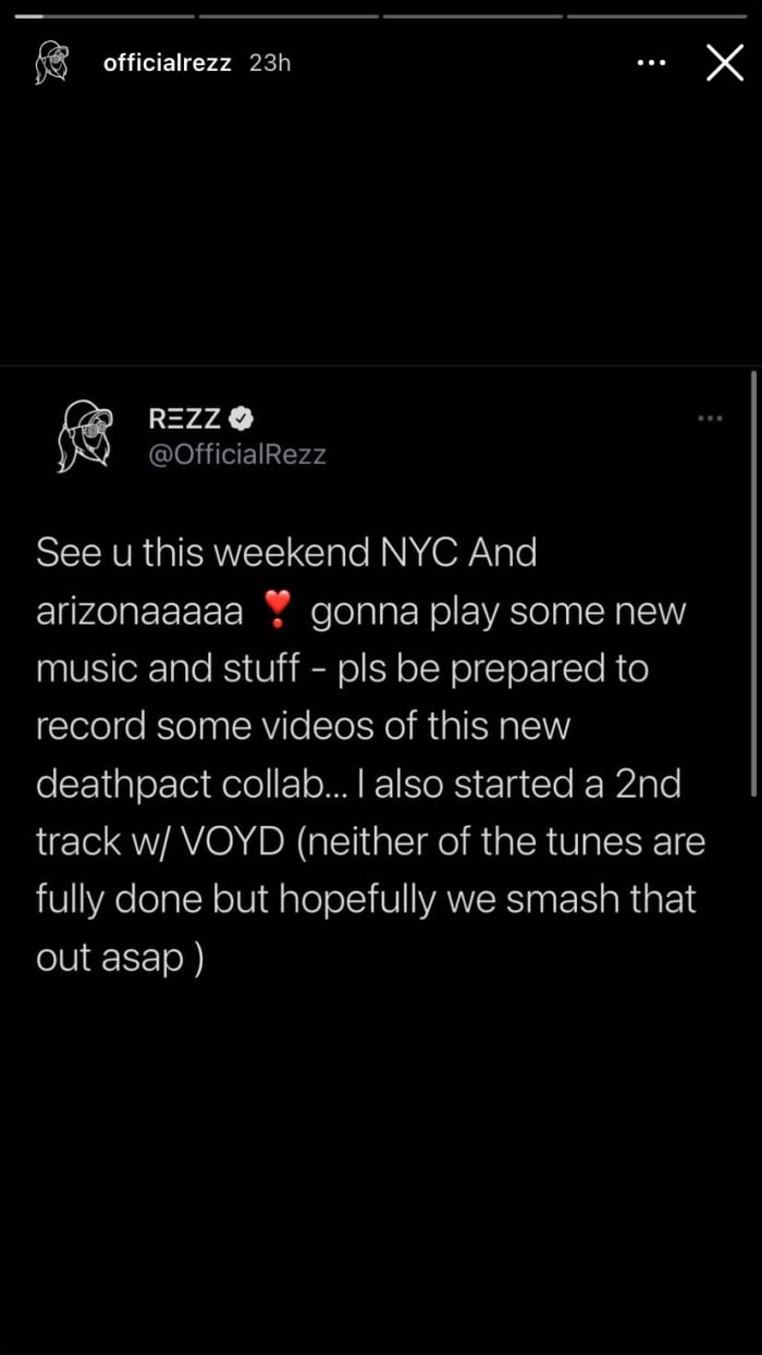 REZZ revealed unreleased collaborations with Deathpact and SVDDEN DEATH's VOYD alias.