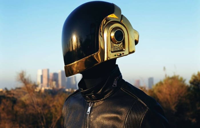 Guy-Manuel de Homem-Christo of Daft Punk wearing the rare Dior Homme leather jacket, which is on sale for $10,000.