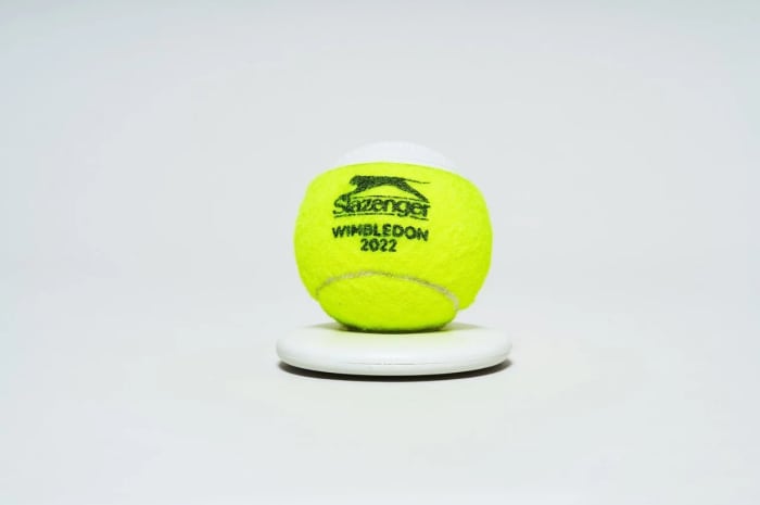 The hearO 3.0 bluetooth speaker is made with an actual tennis ball used at the 2022 Wimbledon tournament.