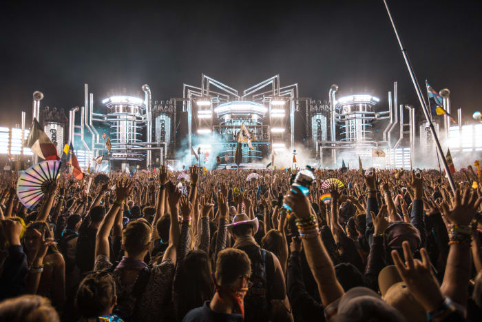 The bassPOD stage at the 2022 edition of Insomniac Events' EDC Las Vegas music festival.