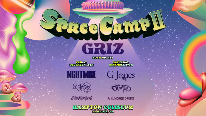 Lineup for GRiZ's second annual Space Camp event featuring NGHTMRE, G Jones and more.