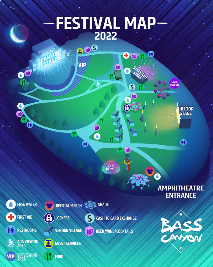 Bass Canyon 2022 festival map.