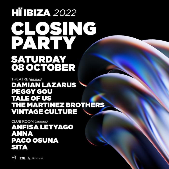Lineup for Hï Ibiza's 2022 closing party.