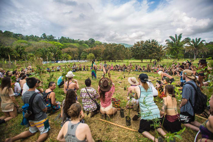 Tree-planting ceremony at Envision Festival in 2020.