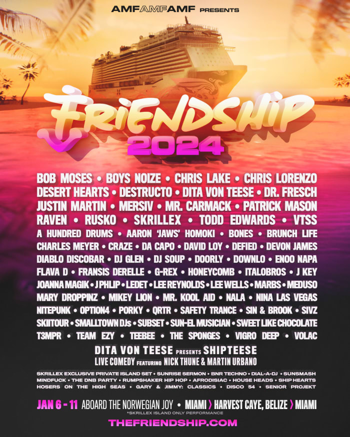Skrillex to Headline 2024 FriendShip Festival With DJ Set on Private