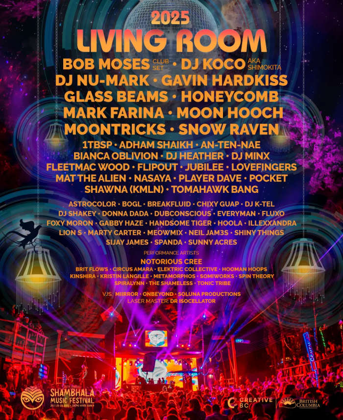 The Living Room Lineup for the 26th Edition of Shambhala Music Festival.