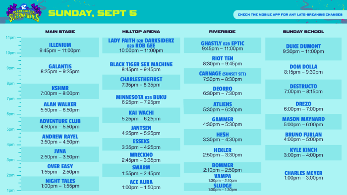 Set times for Sunday, September 5th at Electric Zoo 2021
