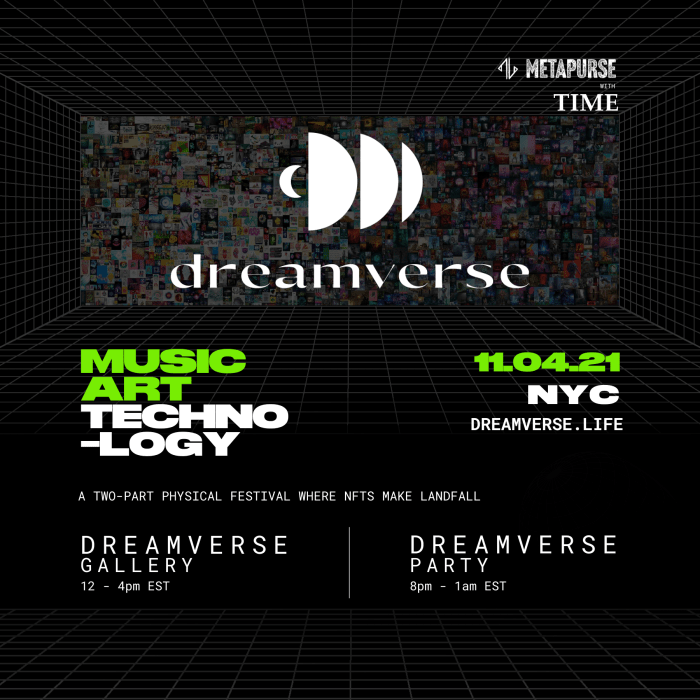 Dreamverse is part NFT gallery, part music festival in a one-of-a-kind hybrid physical and digital experience.