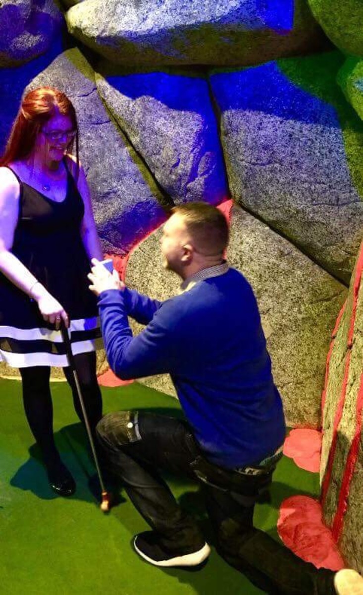 Danny Eaton proposing to his girlfriend, Danielle. 
