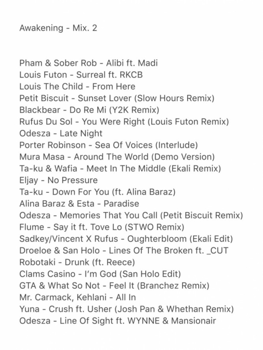 Ekali Awakening Mix 2 Tracklist