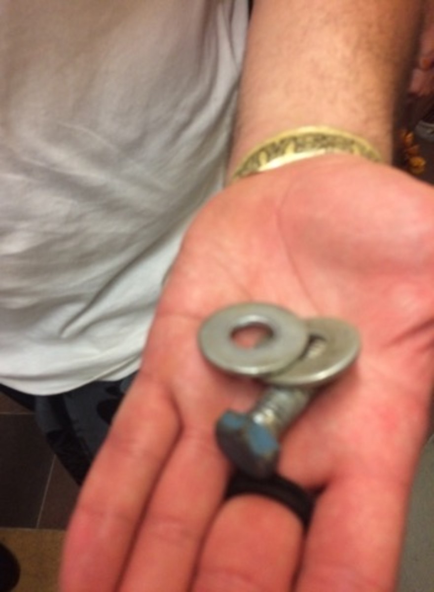 A photo of the nuts and bolts that allegedly fell on an attendee of Bassnectar's Freestyle Sessions Summer Gathering at the Denver Coliseum.