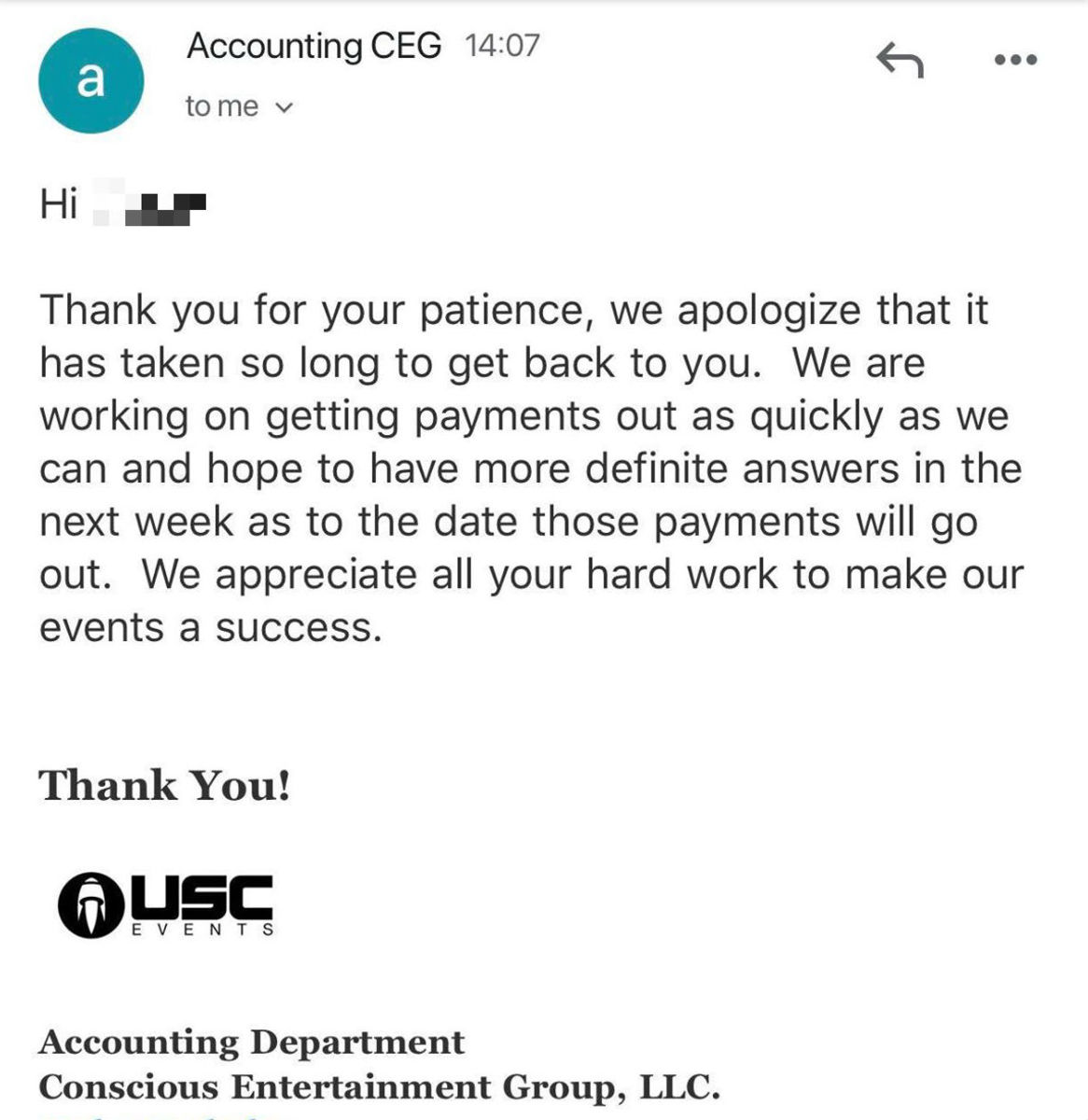 USC Events Accounting Email