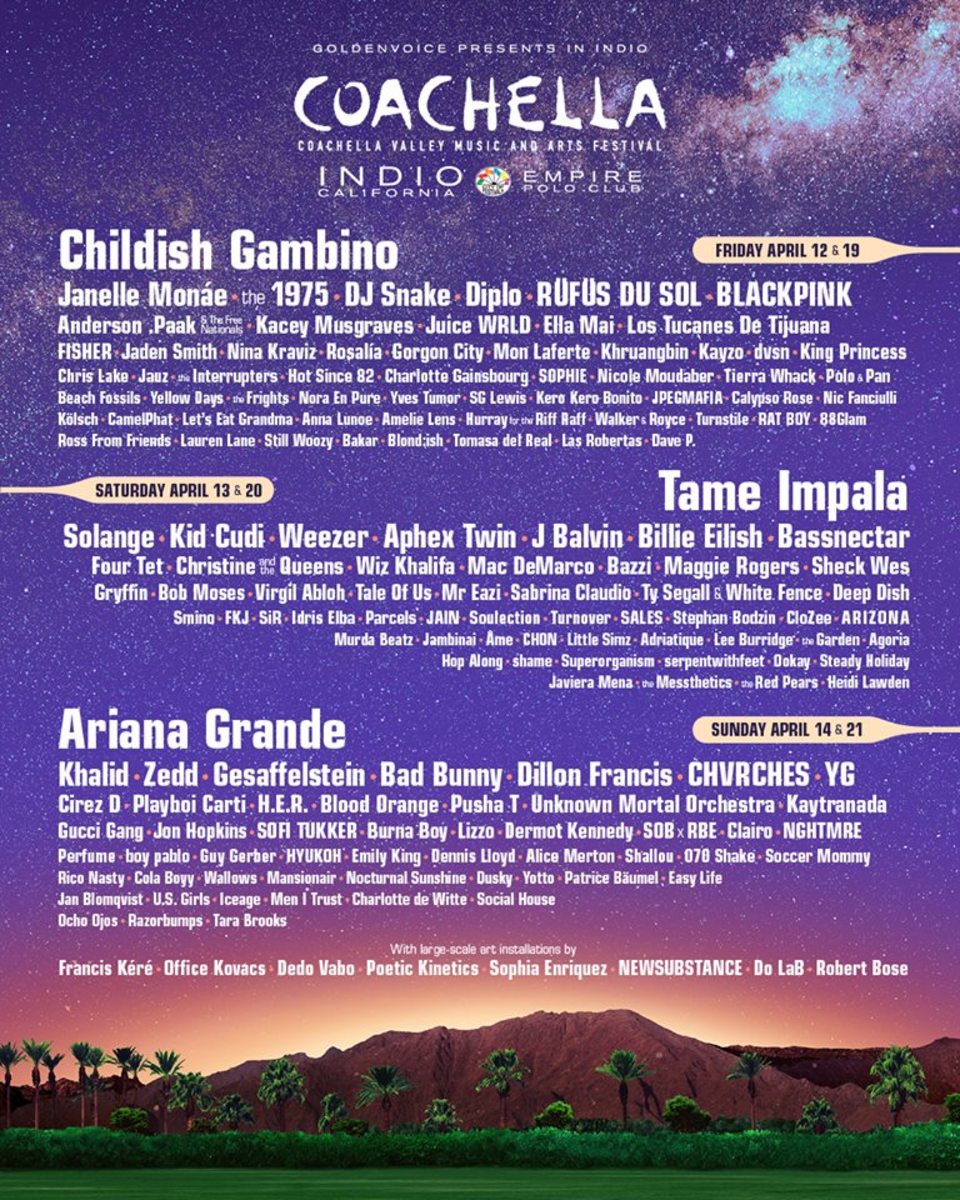 Coachella Releases Full Lineup for 2019 Edition The Latest