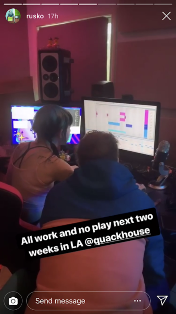 A photo of Rusko and Ducky in the studio shared to the former artist's Instagram Story.