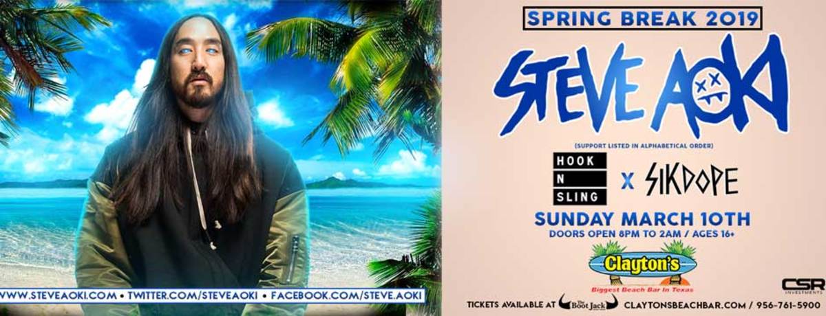 Steve Aoki - Spring Break 2019 @ Clayton's in San Padre TX (Sikdope EDM.com Instagram Takeover) -- March 10, 2019