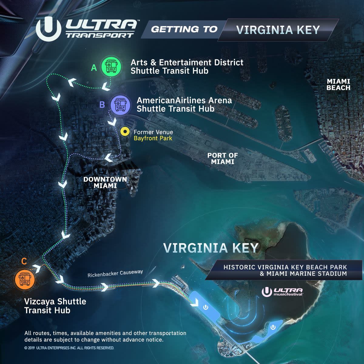 Ultra's Shuttle Service Map