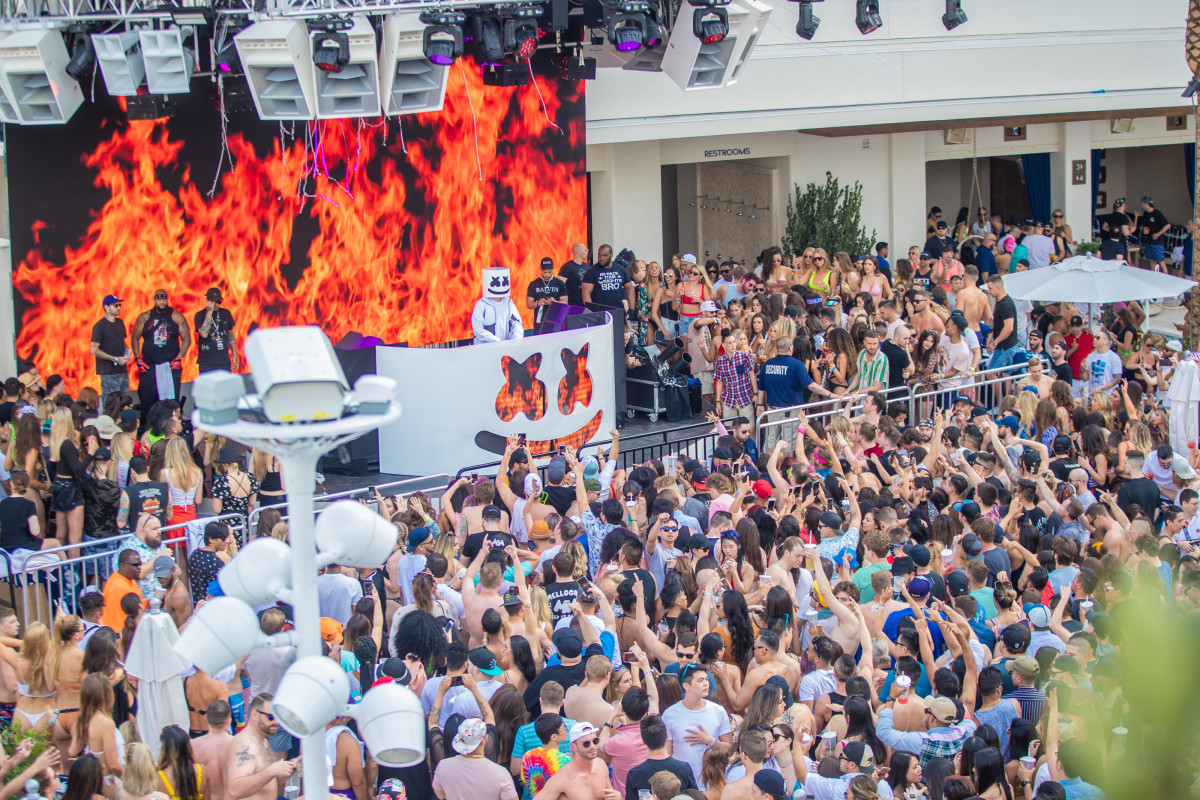 Marshmello performing during opening day of KAOS dayclub. Photo: Palms Casino Resort