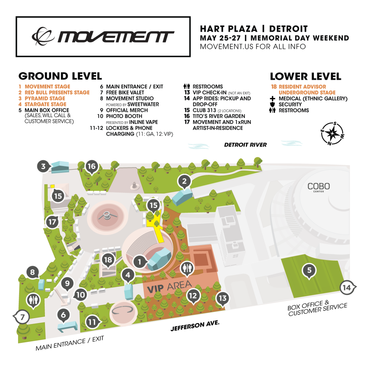 Detroit's Movement Music Festival Releases Daily Schedule and Site Map