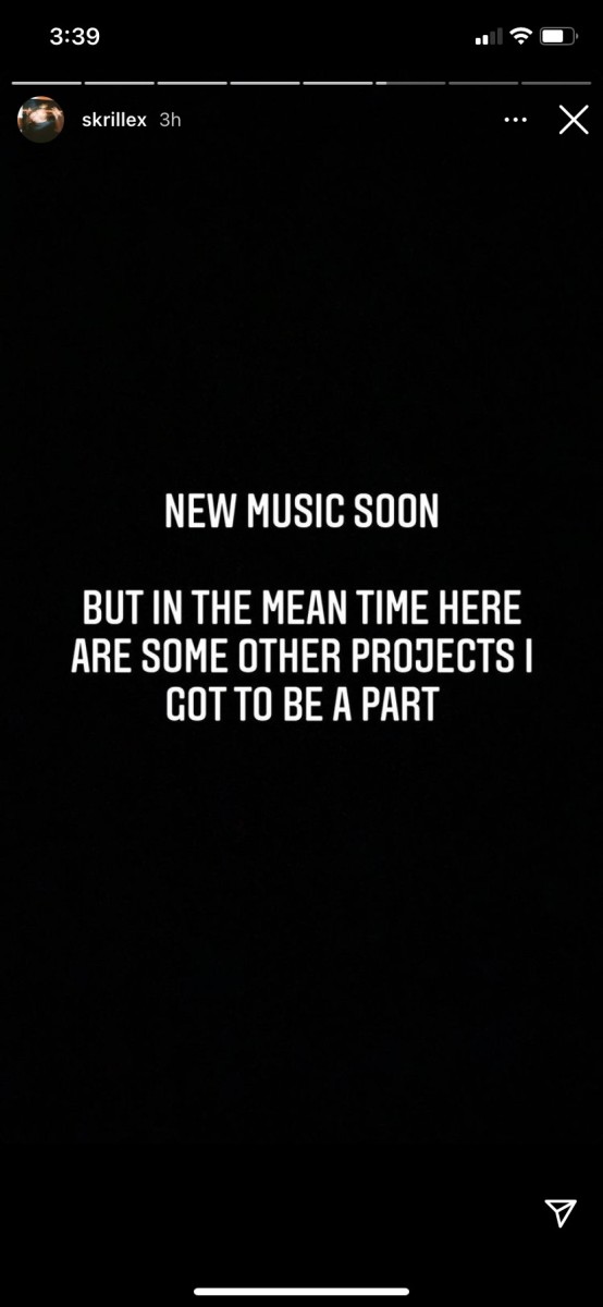 Skrillex teased the release of new music via his Instagram Stories today, March 19th. [Screenshot by EDM.com]