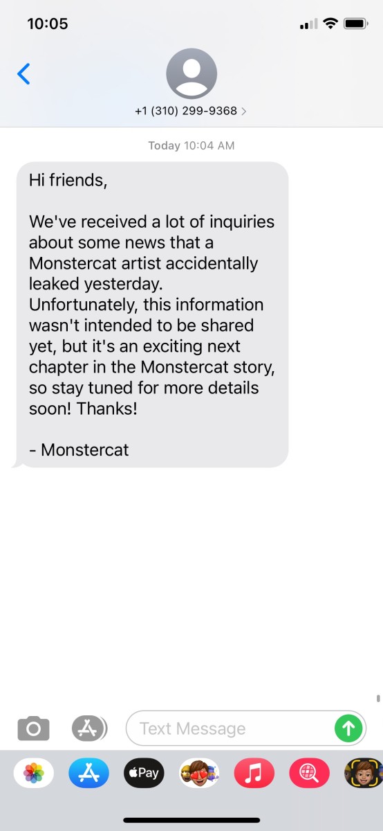 Screenshot of a message shared in Monstercat's SMS community addressing the rumors of Monstercat+. [Screenshot by EDM.com]