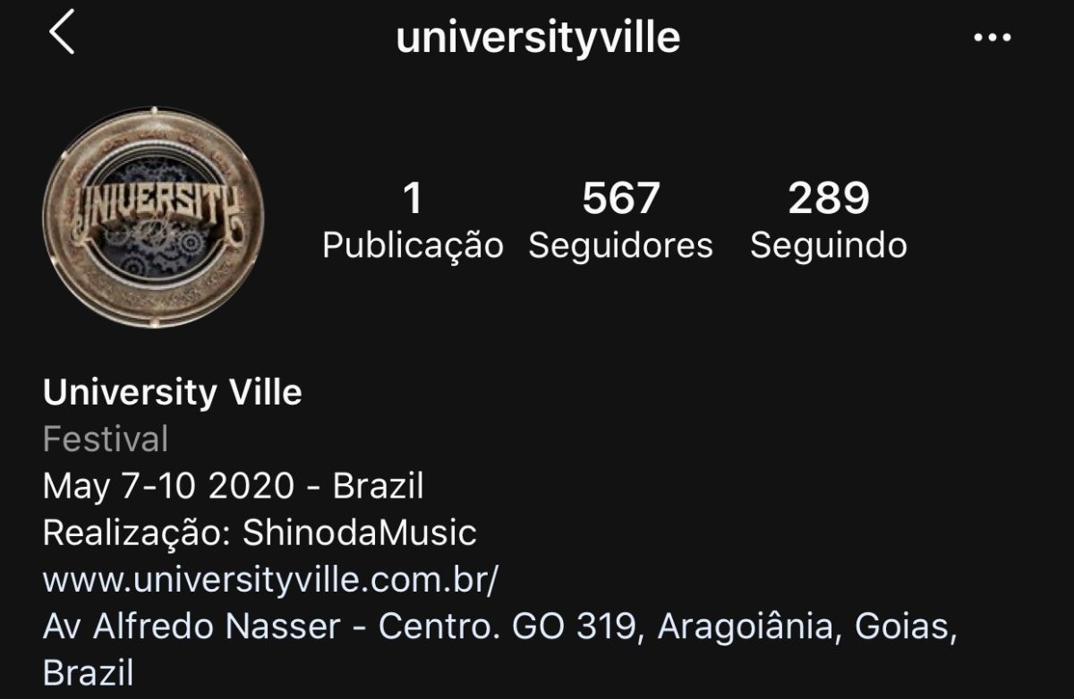 A screen shot of the now-offline Instagram account for Brazilian festival University Ville.