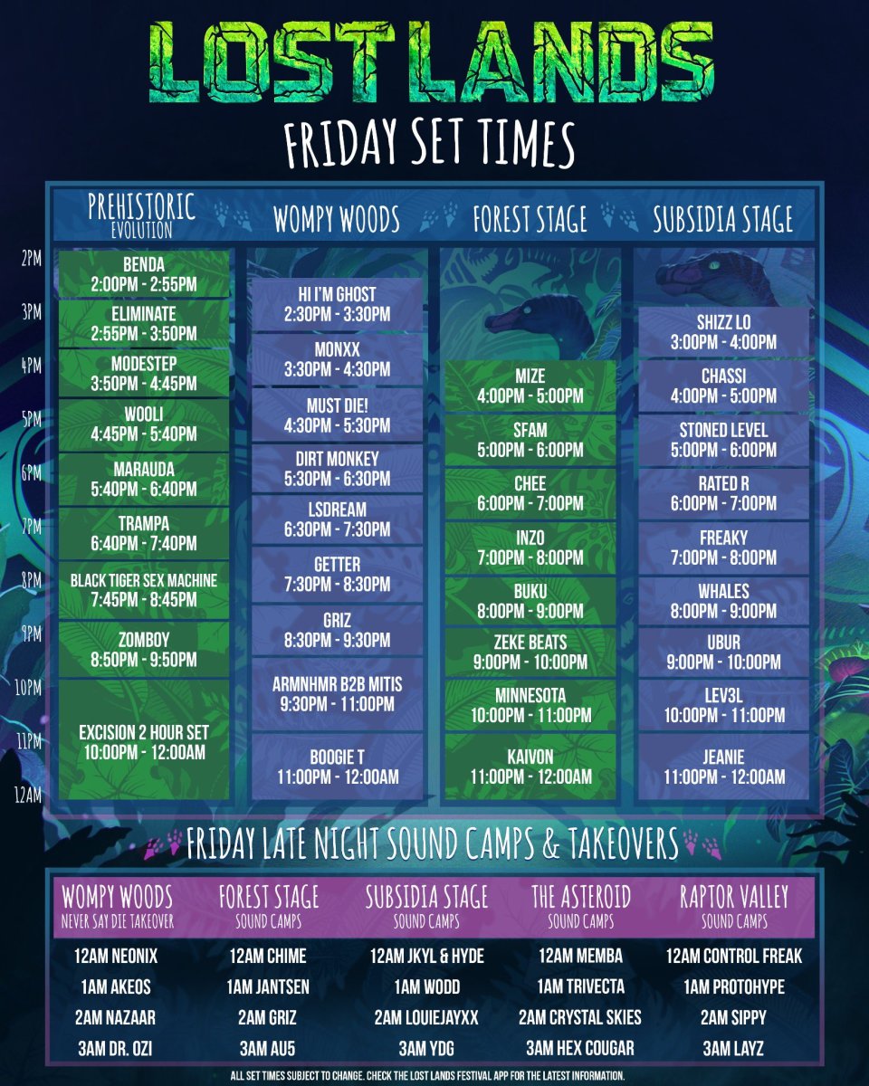Lost Lands schedule for September 24th, 2021.