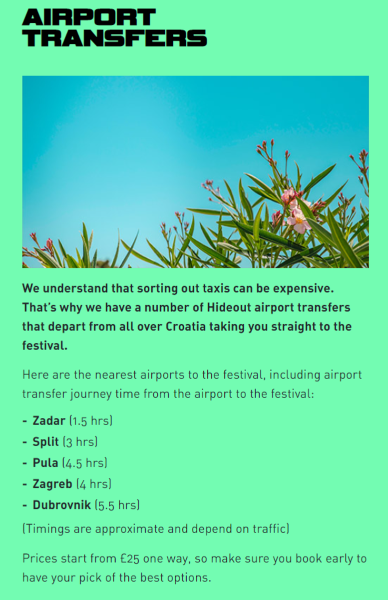 Hideout Festival Transfer Info