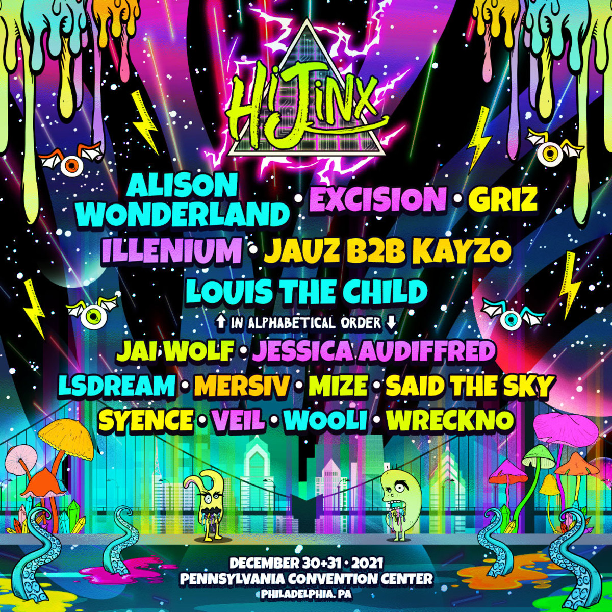 Lineup for the 2021 edition of HiJinx in Philadelphia.