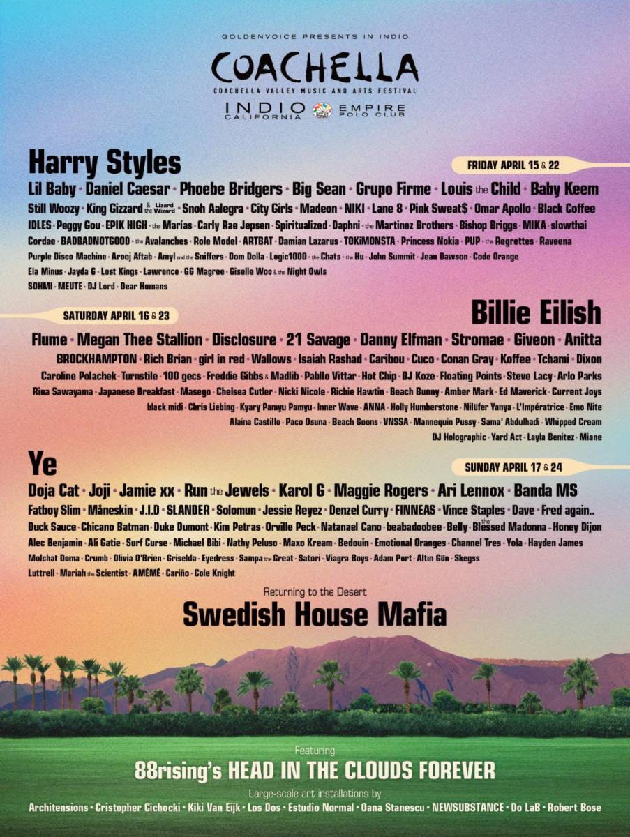 Lineup for Coachella 2022.