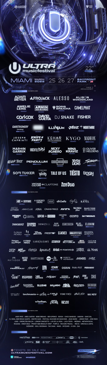 Ultra Music Festival Phase 3 lineup.