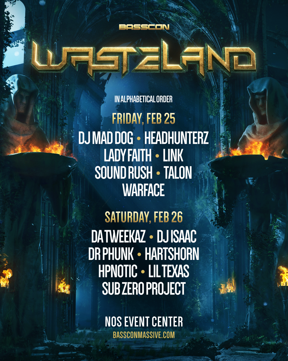 Basscon's Wasteland 2022 festival lineup.